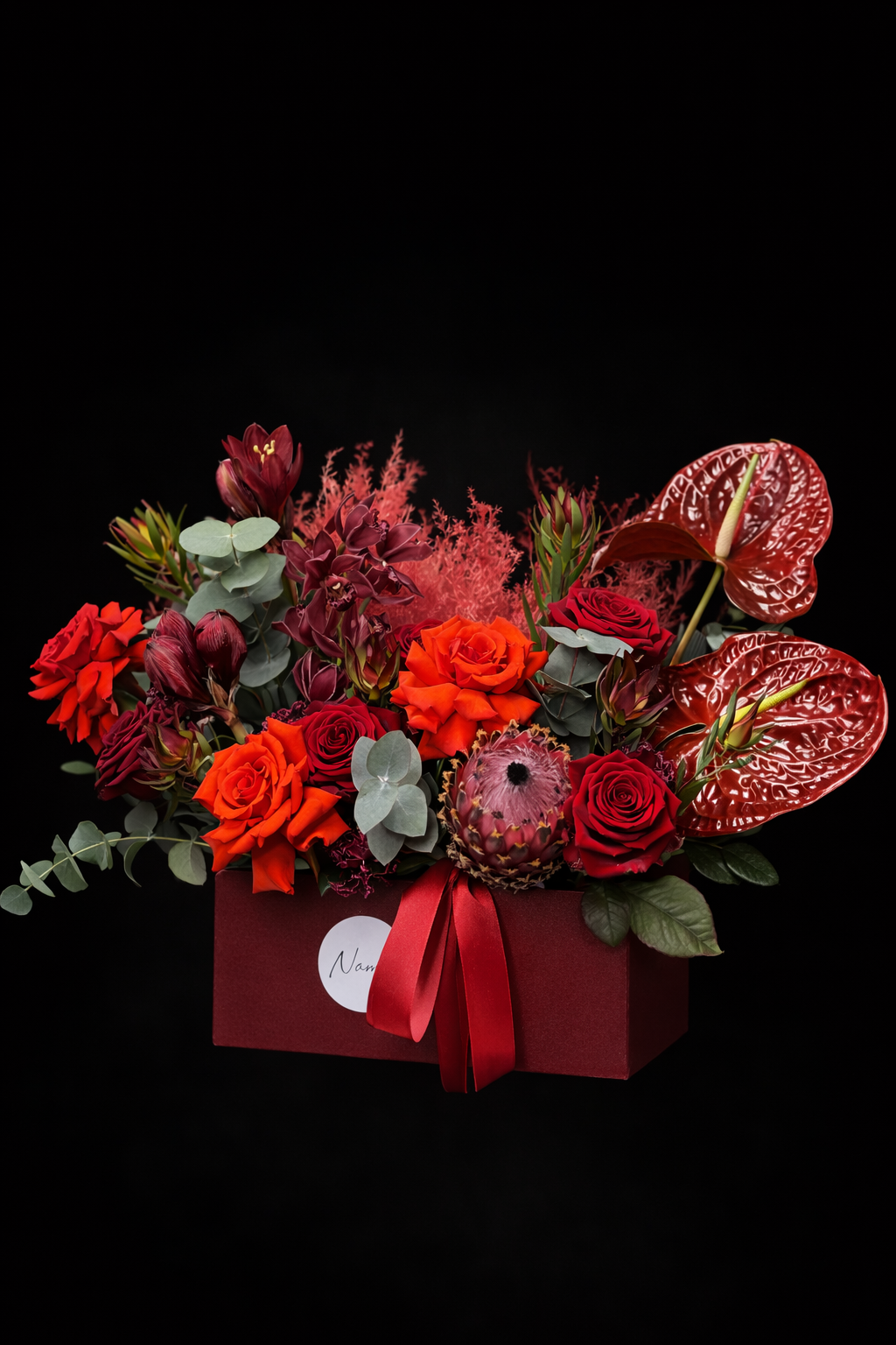 Sarkana ziedu mix kastīte, M izmērs