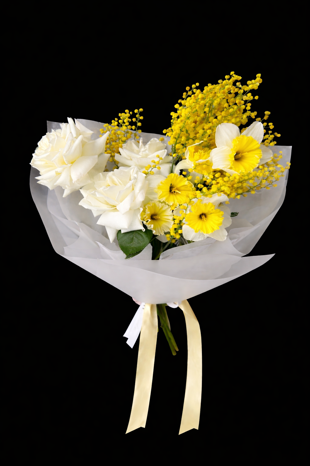 Brīvas formas pušķis pavasara ziedu mix maigos toņos